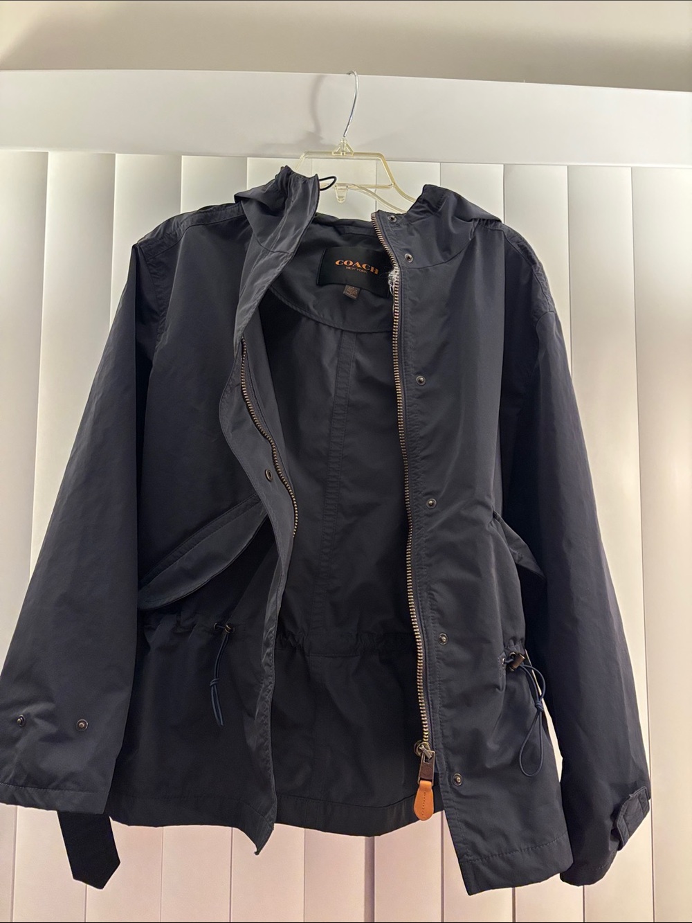 Coach Women's Navy Hooded Windbreaker Jacket